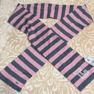 Lacoste Pink and Gray Striped Scarf